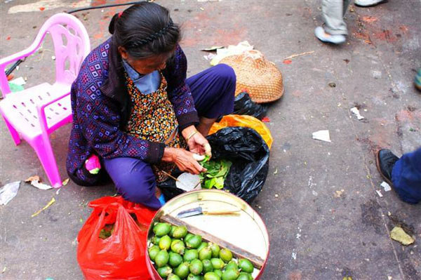 陵水街上賣檳榔的阿婆 陵水檳榔